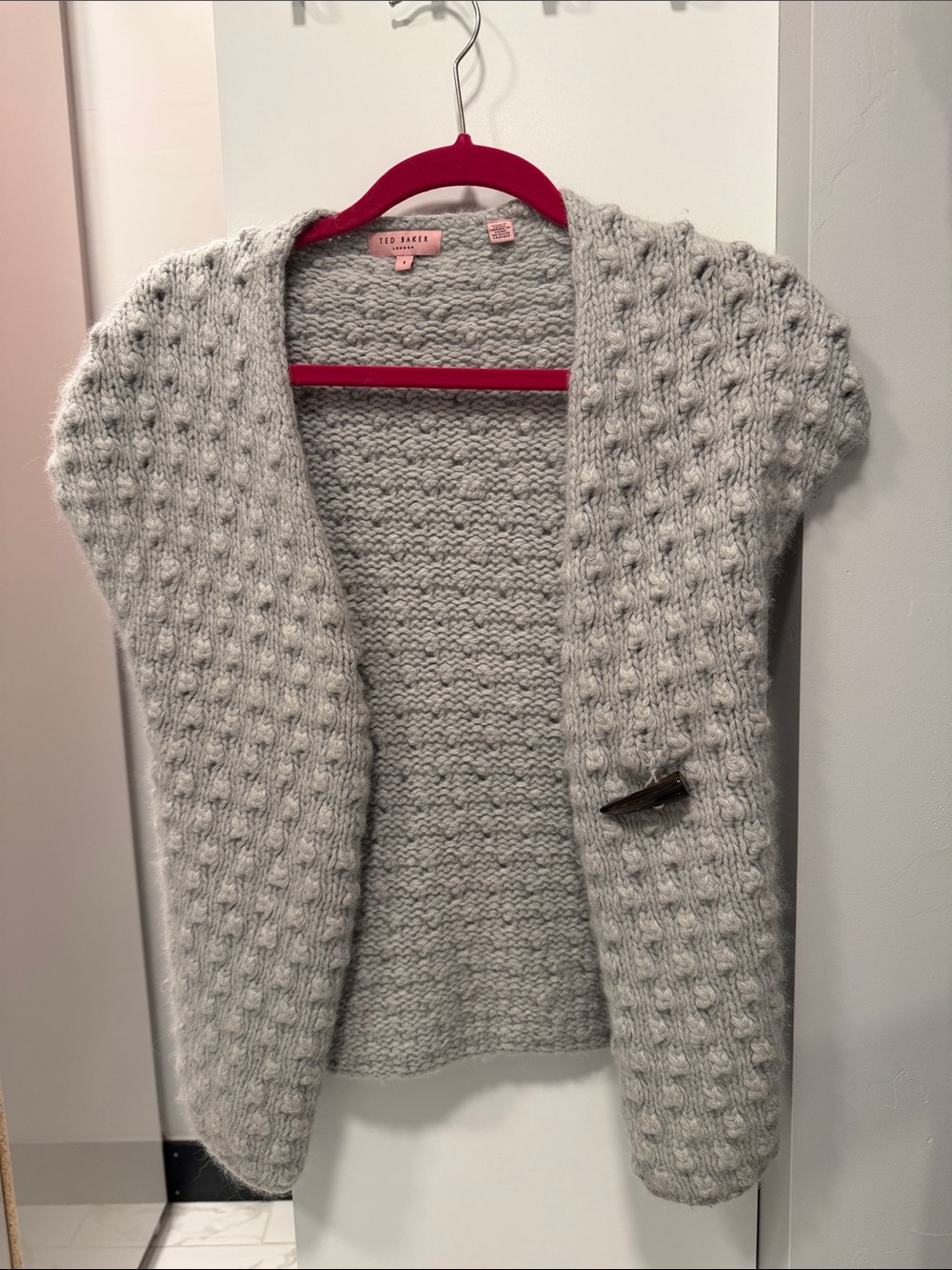 Ted Baker Gray Bobble Knit Open-Front Cardigan